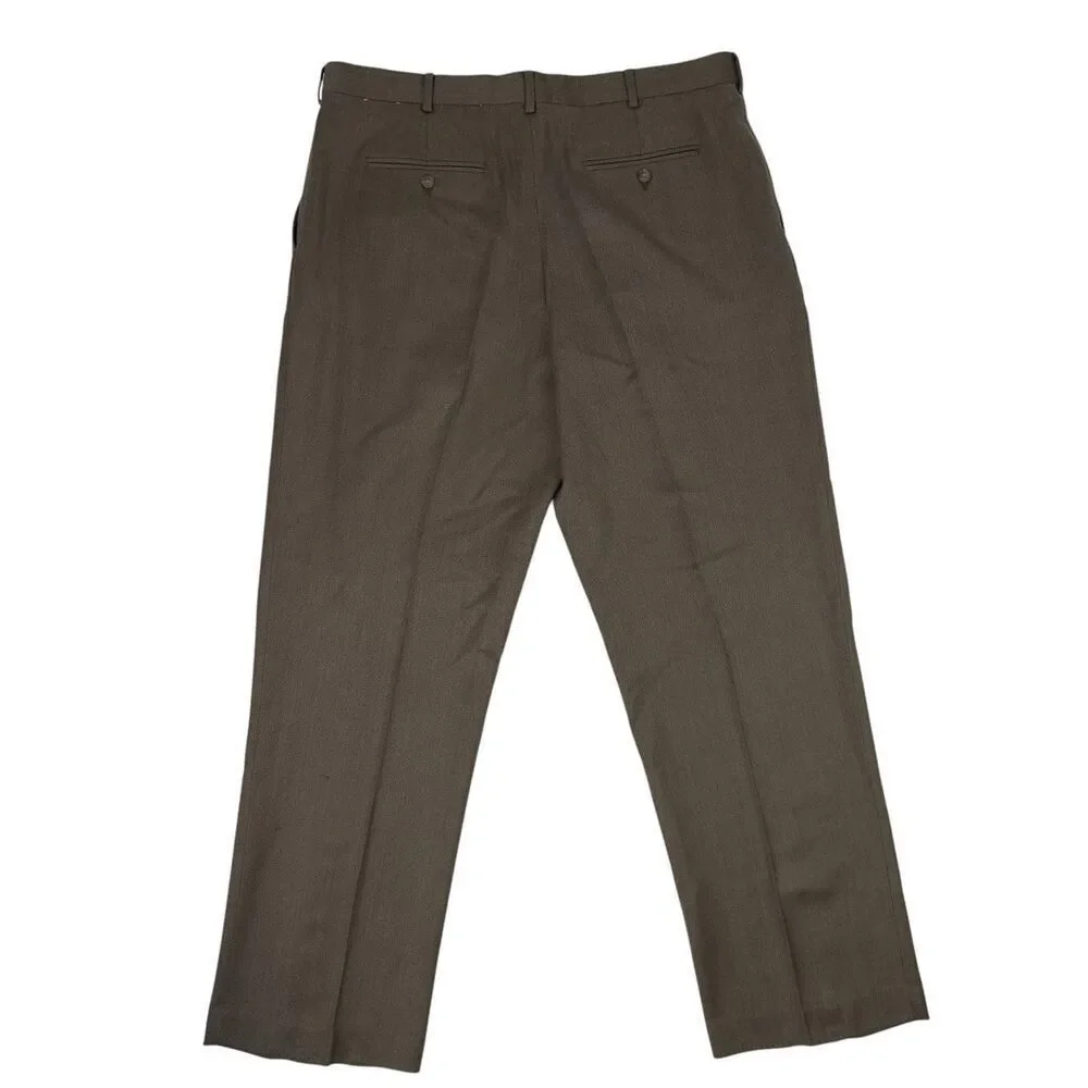 JCrew Pants Mens 38x32 Brown 100% Wool Suit Slacks Classic Tapered Work Suit